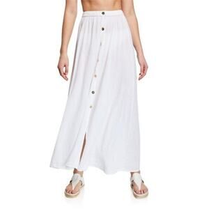 Melissa Odabash button front elastic waist maxi skirt swimsuit coverup woman's S